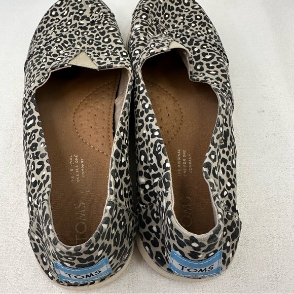 Toms Avalon Leopard Print Canvas Slip On Shoe 9 Black Tan - Picture 8 of 10
